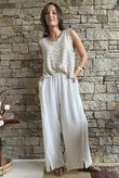 Rustic Nature Bubble Cotton Split Kick Pant White